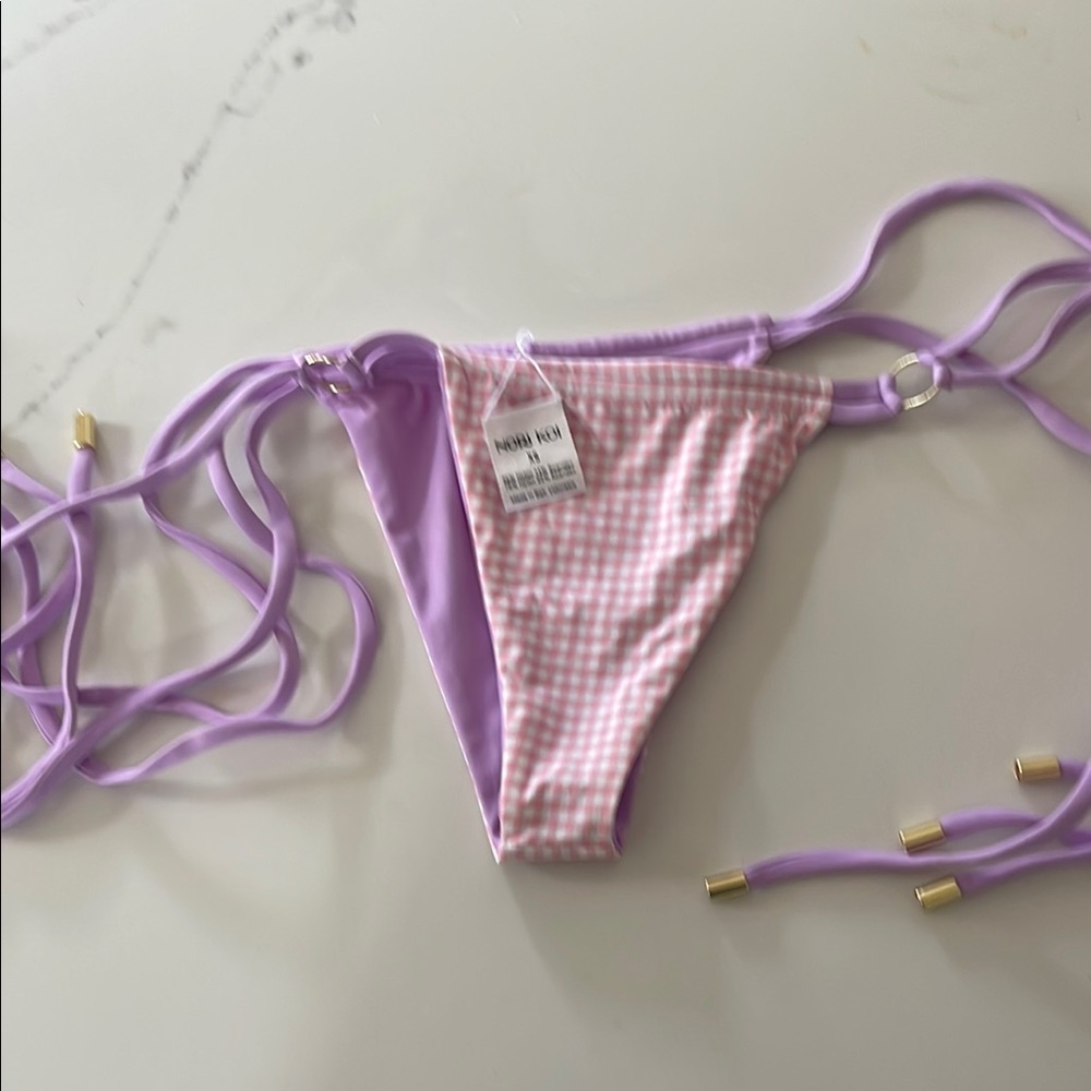Lilac and Pink Gingham Bikini Bottom